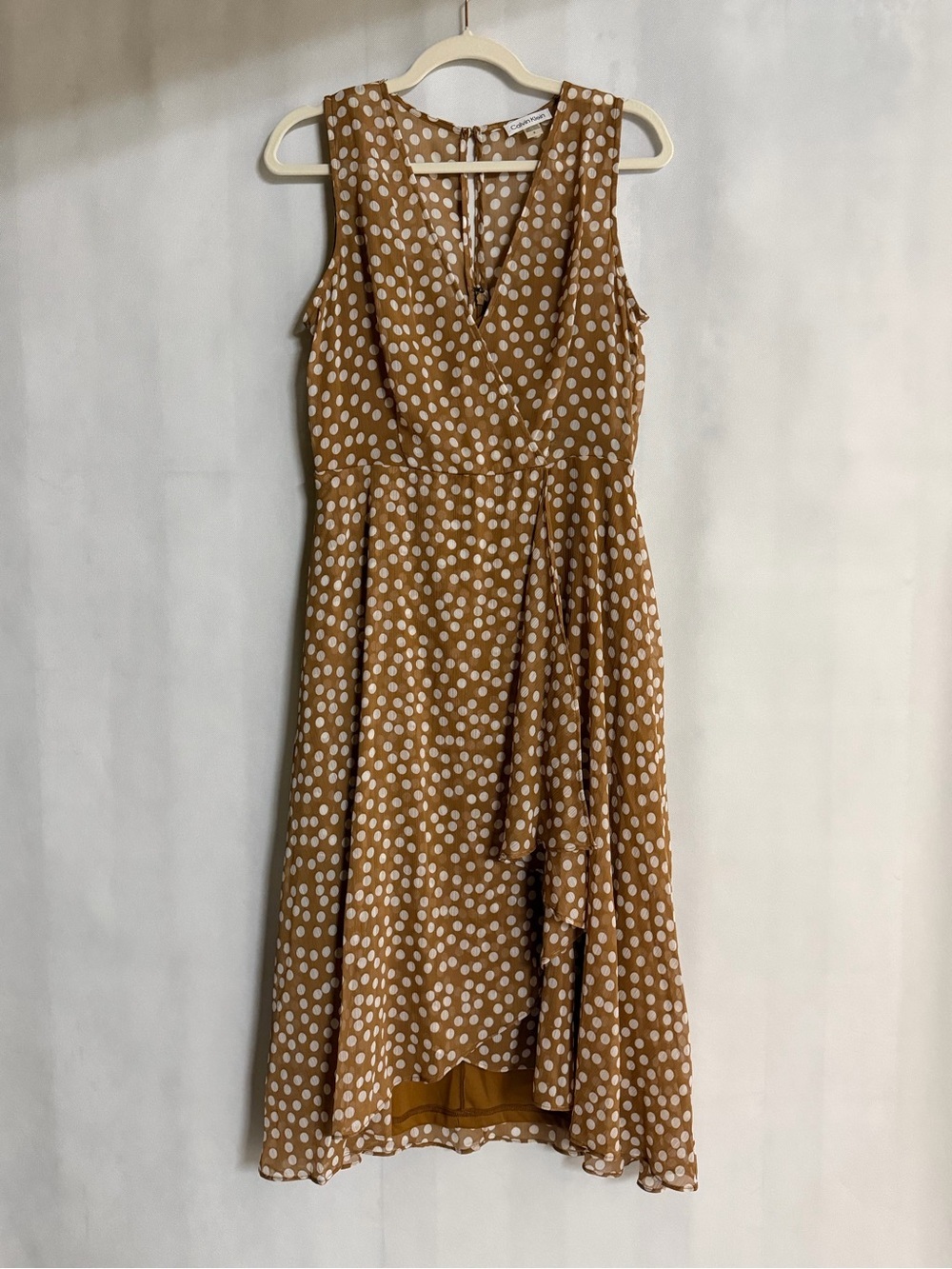 Calvin Klein Polka Dot High Low Midi Dress Size 8 NWOT